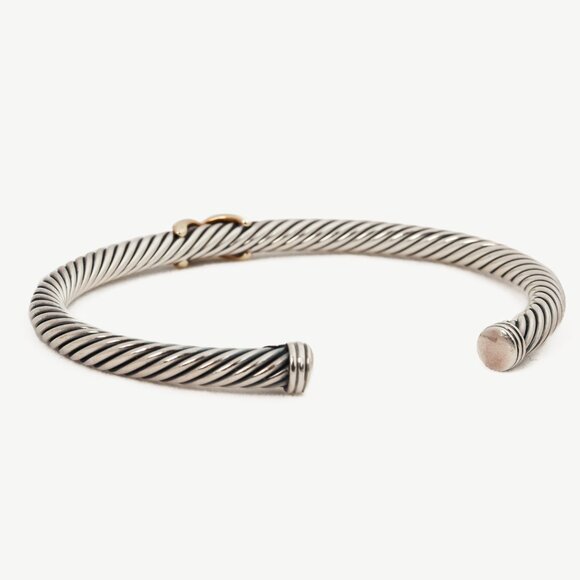 David Yurman X 925 Sterling Silver & 14k Gold Classic Cable Station Bracelet - Picture 3 of 5